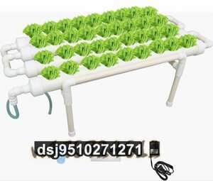 PVC 水耕栽培システム 葉物野菜用 1層 4列 水耕栽培キット 36か所の植物栽培キット 110Vポンプ、ホース、バスケット 植栽スポンジ付き