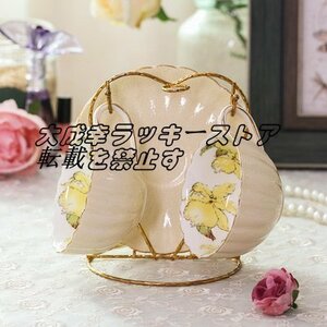  tea cup coffee cup saucer Western-style tableware tea utensils 2 customer set storage stand attaching spoon attaching present yellow z2392