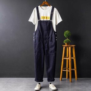 レトロ オーバーオール サロペット つなぎ　カジュアル　パンツ カーゴパンツ アメカジ 男前 Ｓ～3ＸＬ ネイビー