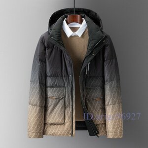 U391☆新品ダウンジャケット 冬服防寒 メンズ/ ショートコート フード付き取り外し可 ブルゾン トップス ライトアウター カーキ XL