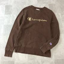 Champion チャンピオン　刺繍ライトスウェット　トレーナー　ブラウン　サイズM 古着_画像1