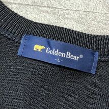 良品　GoldenBear ゴールデンベア　ワンポイント刺繍　Vネックニット　ウールニット　セーター 　サイズL 古着_画像6