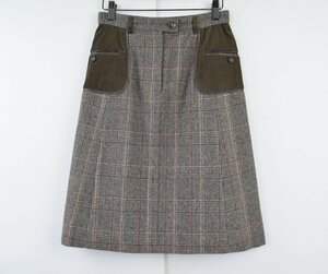 3014-23W0054★スキャパ SCAPA★美品 ポケットデザイン♪冬のウールスカート 38 茶系チェック柄