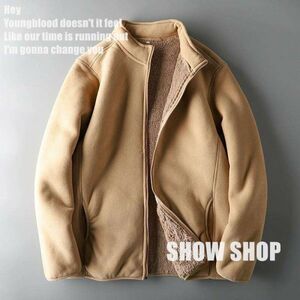 メンズ 裏起毛 暖か 防寒着 ゆったりサイズ◆フリースジャケット ブルゾン アウター /EU発/ 【SIZE/XXL 】1075