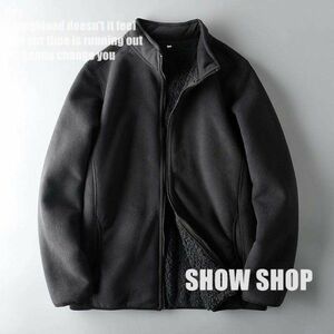 メンズ 裏起毛 暖か 防寒着 ゆったりサイズ◆フリースジャケット ブルゾン アウター /EU発/ 【SIZE/XXL 】1074