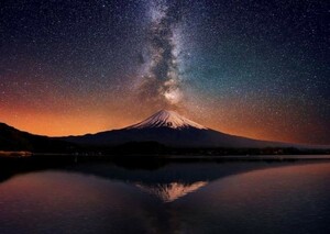  ночь. обратный . Fuji . небо. река Milky Way гора Фудзи звезда пустой небо body .. бог .. картина способ обои постер A2 версия 594×420mm. ... наклейка тип 044A2