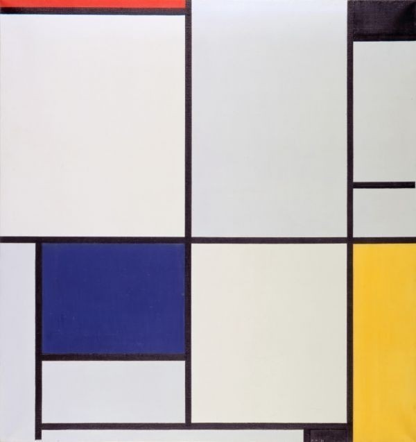 [전체 크기 버전] Piet Mondrian Tableau I 1921 추상 회화 그림 스타일 벽지 포스터 594 x 630mm 벗길 수 있는 스티커 002S1, 그림, 오일 페인팅, 추상 회화