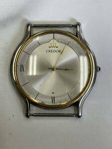 68.動作未確認・SEIKO セイコー 5A74-0020 CREDOR クレドール 18KT 750 ベゼル SS シルバー文字盤 クオーツ メンズ腕時計//TO22