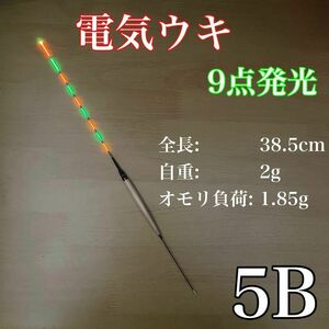 電気ウキ　棒ウキ　5B　9点発光　LED ヘラ浮き　へら浮き　ヘラうき 木目