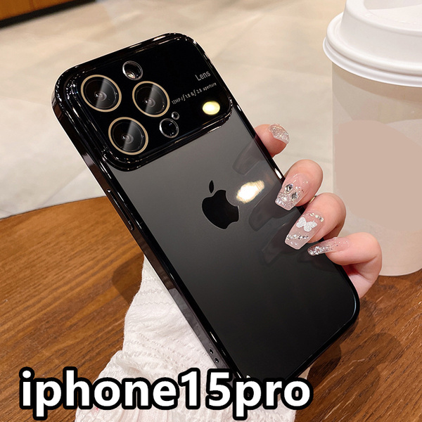 iphone15proケース カーバー TPU 可愛い　お洒落　 指紋防止 耐衝撃 ブラック1