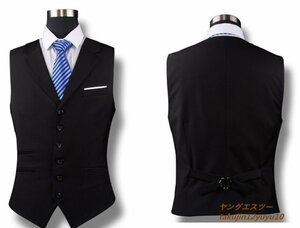 スーツベスト 新品 ジレベスト 上質 Vネック ビジネスベスト フォーマル FORMAL 衿付き ポケット付き カジュアル スリム 二色選択 黒 XL