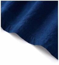 LHH26★藍染め 作務衣レトロ ジャケット シャツジャケット カバーオール 13ozキャンバス 天然インディゴ 100%コットン XL_画像5