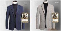 超美品 ウール テーラードジャケット メンズ ブレザー 高級品 セレブ*WOOL カシミヤ混 紳士スーツ 柔らか アウター 細身 二色 ネイビー XL_画像10