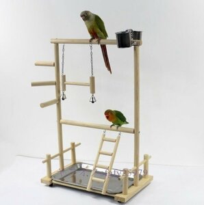 P533☆新品鳥の楽しい遊び場 鳥用カップ付き止まり木 53×23×36cm インコ?オウム?鳥 ブランコ 吊り下げ バードパーク 鳥のおもちゃ