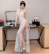 F195☆新品レディースワンピース☆大人sexy お呼ばれドレス　☆着痩せ 透け感_画像3