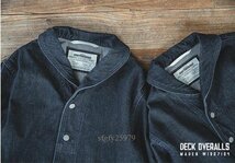 A6555新品春秋定番13.5OZ DENIM コットン DECK JACKET デニムジャケット 無地 デニムデッキジャケット ウォッシュ加工_画像9