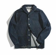 A6555新品春秋定番13.5OZ DENIM コットン DECK JACKET デニムジャケット 無地 デニムデッキジャケット ウォッシュ加工_画像7