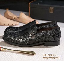 定価7万■ビジネスシューズ 新品 メンズ レザーシューズ 本革Monk Strap Shoes モンクストラップ 手塗仕上げ 牛革 紳士 革靴 黒 26.0cm_画像3