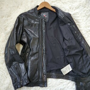 ディーゼル【Superior ゴートレザー ライダースジャケット サイズ M】DIESEL シングル レザージャケット ブラック 黒 スタンドカラー 山羊