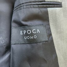 美品 エポカ ウォモ【魅せる光沢感 ウール シルク 希少サイズ48 L】EPOCA UOMO テーラードジャケット 裏地 ロゴ グレー シルバー シングル_画像9