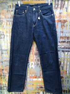 送料込★UNIQLO JEANS/カイハラデニム ミドルライズレギュラーストレート321-408488/29表示~w実寸76/濃インディゴ美品/5ポケ/脇割巻き割