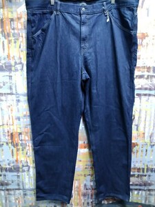 送料込★UNIQLO JEANS/カイハラデニム ハイライズワイドテーパード 321-457590/44(112)表示~w実寸116/濃インディゴ/帯下ワイドコインポケ