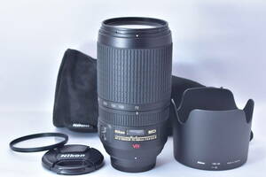 ★ほぼ新品★Nikon ニコン AF-S NIKKOR 70-300mm F4.5-5.6 G ED VR ★純正フード(HB-36)・レンズケース・フィルター付き★透き通る光学系！