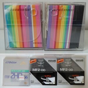  retro that time thing *3.5 -inch floppy disk large amount summarize *MF/2HD MF2-DD(2 point )*SONY IMATION MAXELL Victor* unopened equipped plastic case attaching 