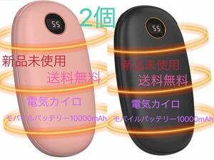 充電式カイロ 10000mAh 大容量 3秒両面急速発熱2in1コンパクト 2個