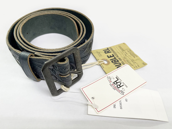 RRL 本藍染め インディゴ レザー ベルト 40 Tooled Leather Indigo Belt