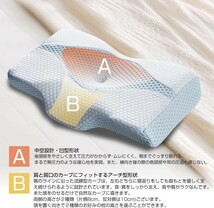 【未使用に近い】MyeFoam 枕 安眠 肩がラク 低反発 まくら 凹型の中空設計 頭が安定し 首や肩の負担にならない ブルー no.1802_画像2