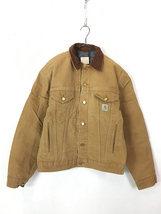 古着 80s USA製 Carhartt 裏地 ストライプ ブランケット ブラウン ダック ジャケット Gジャン 40 古着_画像1