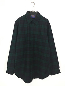 古着 80s USA製 Pendleton Authentic Black Watch Tartan ブラックウォッチ チェック ウォッシャブル ウール シャツ L