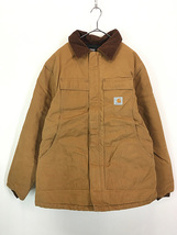 古着 80s USA製 Carhartt ブラウン ダック パデット トラディショナル コート 48 古着_画像1