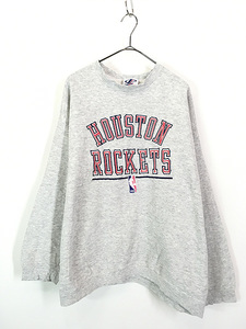 古着 90s USA製 NBA Houston Rockets ロケッツ 3段 刺しゅう スウェット トレーナー XL 古着