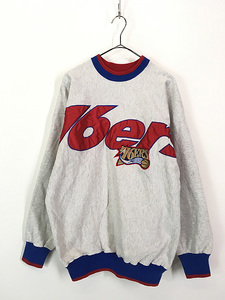 古着 90s NBA Philadelphia 76ers セブンティシクサーズ ナイロン パッチ スウェット トレーナー M 古着