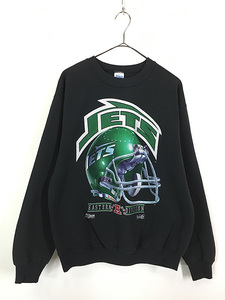 古着 90s USA製 NFL New York Jets ジェッツ グラフィック スウェット トレーナー L 古着