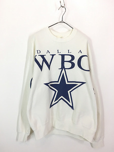 古着 90s USA製 NFL Dallas Cowboys カウボーイズ 特大 プリント スウェット トレーナー M 古着