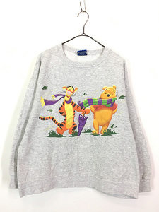 古着 90s Disney Pooh クマのプーさん ティガー マフラー スウェット トレーナー L位 古着