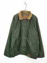 古着 80s USA製 WoolRich 光沢 コットン ナイロン シェル 比翼 パデッド ハンティング ジャケット オリーブ M_画像1