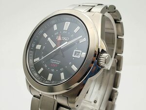 1000円スタート 腕時計 SEIKO セイコー パーペチュアルカレンダー GMT 8F56-00M0 クオーツ QZ ブラック文字盤 デイト メンズ AMI G221