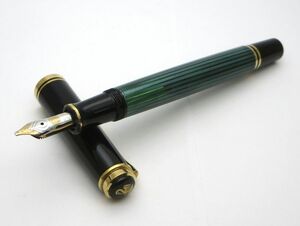 1000円スタート 万年筆 PELIKAN ペリカン スーベレーン ペン先14C 585 BB刻印 緑縞 グリーンストライプ×ブラック 文房具 10 I60016