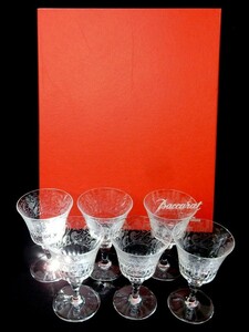 1000円スタート Baccarat バカラ ワイングラス 6点セット パルメ 約口径8.5×高さ14cm バカラクリスタル 食器 箱付 9 □D10022