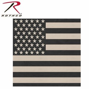 ロスコ ラージ サイズ バンダナ USフラッグ（大判）68×68センチ Rothco 27 X 27 ジャンボバンダナ 大きいバンダナ カーキ（ベージュ）星条