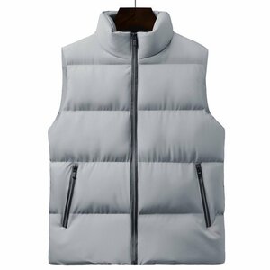 新品 無地 ダウン ベスト Down Vest 中綿 ベスト ライトグレー（薄灰色）サイズ L