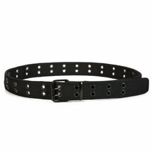 新品:キャンバス ダブルホール ベルト Double Prong Buckle Belt: ブラック 黒_画像2