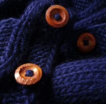 O.E.B.KNIT ARAN ウール 毛 100% ニット ジャケット カーディガン アラン ケーブル セーター フィッシャーマン メンズ (M/40) o-719_画像4