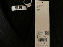 ★【新品 定価3,990円】 UNIQLO ユニクロ プレミアムラム リブ Vネック ざっくり ミドルゲージ ニット セーター 長袖 S ブラック ラグラン_画像5