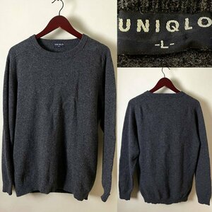 ★【並品 国内正規品】90s ビンテージ オールド ユニクロ UNIQLO ウール100％ クルーネック セーター（長袖）ロングスリーブ ニット L