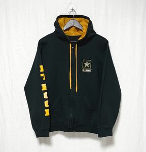 US ARMY プリント ミリタリー ZIP パーカー スウェット 米軍 バイカラー L USAF USMC